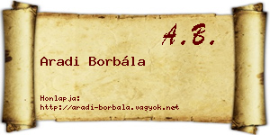 Aradi Borbála névjegykártya